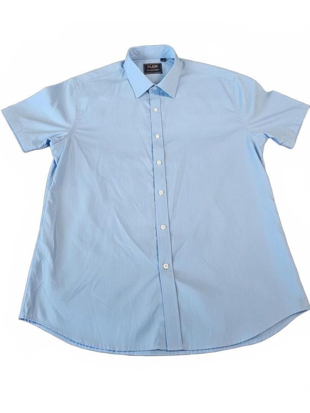 FLEX Men's Light Blue Short Sleeve Dress Shirt, Size L